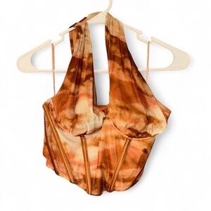 Tie-Dye Halter Corset Top